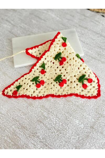 EMKSHOP Cherry Patterned Hand Knitted Children's Bandana Bohemian Crown Bandana