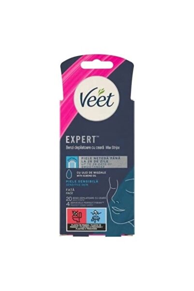 Veet Benzi de ceară facială Easy Gel pentru ten sensibil, culoare albăstrele,...