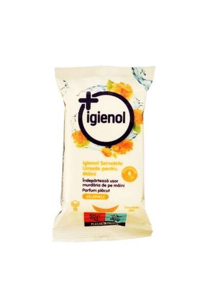 Igienol 10 x Șervețele umede pentru mâini cu gălbenele - Igienol, 15 buc
