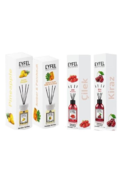 Eyfel Pachet 4 X odorizant camera 120 ml diffuser ananas, chihlimbar, capsune...