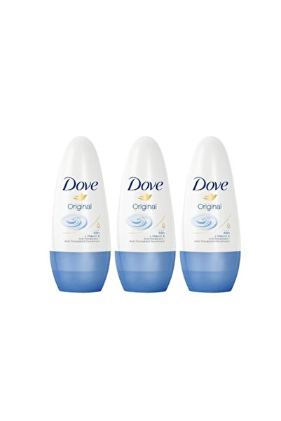 Dove Set 3 x Deodorant Roll-On Original, Cu Vitamina E, Protecție 48h, 50 ml