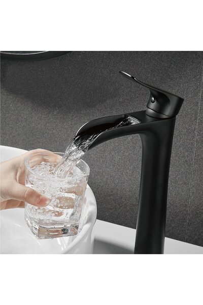 Fause High Bowl Sink Faucet Waterfall Black Ksl112-B