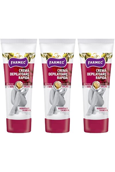 Farmec Set 3 x Crema Depilatoare Farmec, Actiune Rapida, cu Ulei de Argan, 150 ml