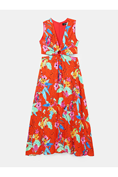 Desigual Γυναικείο Φόρεμα Καλοκαιριού 23SWVW73 Κόκκινο, Πολύχρωμο