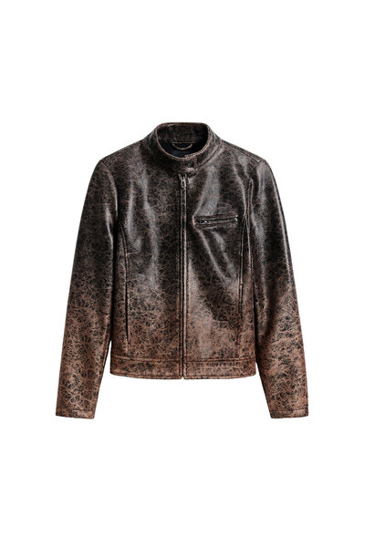 Desigual Γυναικείο Δερμάτινο Μπουφάν 25SWEW44 Καφέ