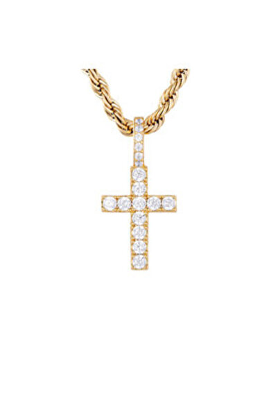 Iced Stuff ανδρικό μενταγιόν ZAWIESZKA MICRO DIAMOND CROSS χρυσό