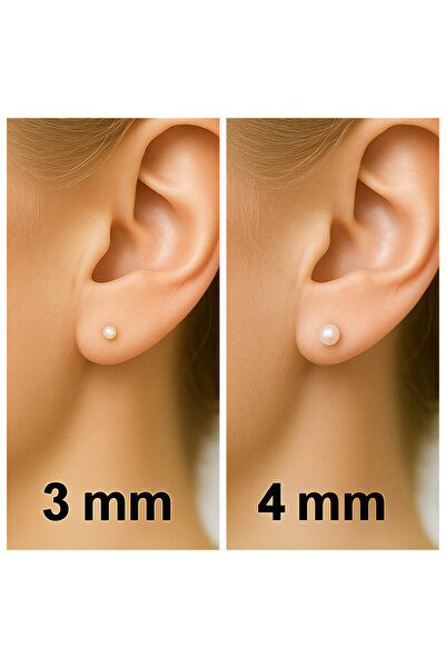 Set Paslanmaz Çelik ( EKONOMİK 2 ÇİFT ) İnci Küpe ( 3 mm - 4 mm )