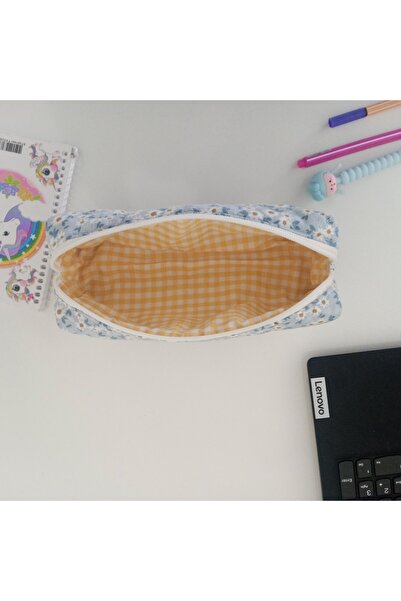 MB çiçek desenli mavi kalemlik