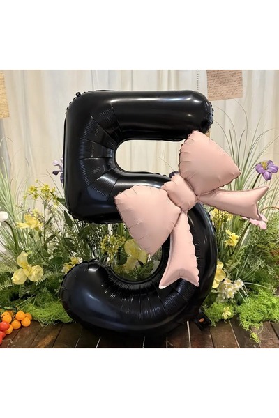 DÜVENCİ TİCARET بالون من رقائق الأرقام السوداء كبير الحجم مكون من قطعتين، مزي...