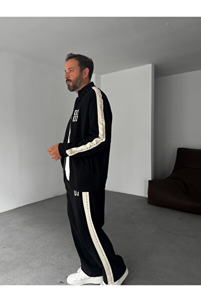 BYBASICMAN Черно 0707 Суитшърт с цип и принт RES-1006