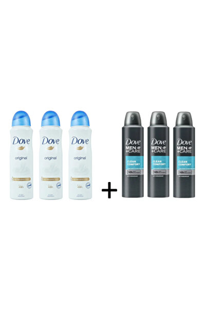 Dove Set pentru ea si el: 3 x Original, 3 x Clean comfort, 48 h