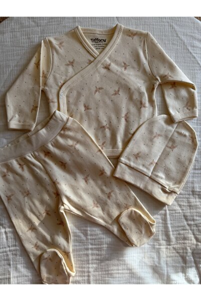 Tiffany Organik Bird Theme 3lü Zıbın Set