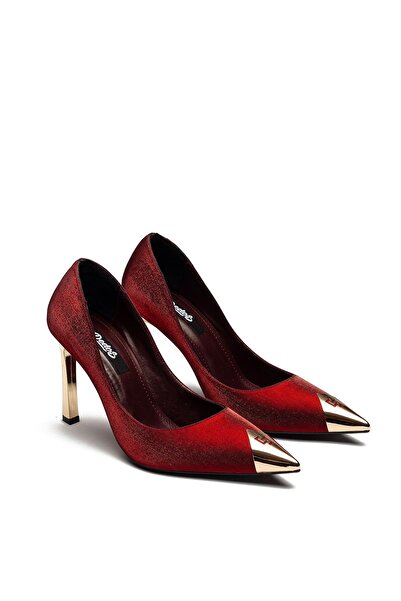 Dedos حذاء سهرة نسائي من جلد النوبوك بتفاصيل ذهبية 4035