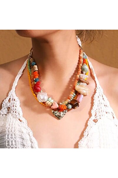 GÜNEBAKAN AKSESUAR Bohem katmanlı kolye