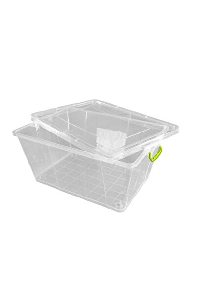 sterk Plastic Storage Box with Lid, Handles and Wheels, 58L