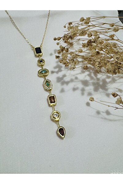 stainles steel قلادة العناصر السبعة |   قلادة على شكل حرف Y مرصعة بحجر الزركون