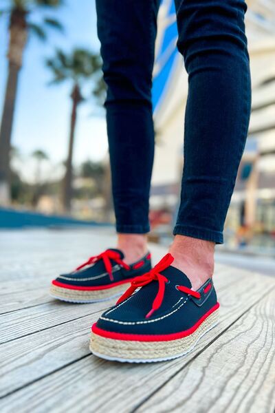 Zerenyus Esto Espadril Casual Lace-Up Men's Espadril Black Red