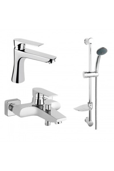 FERRO Set SQUARE & SIMPLA 3 in 1: Baterie cada-dus + Baterie lavoar + Set de dus SIMPLA cu 1-functie