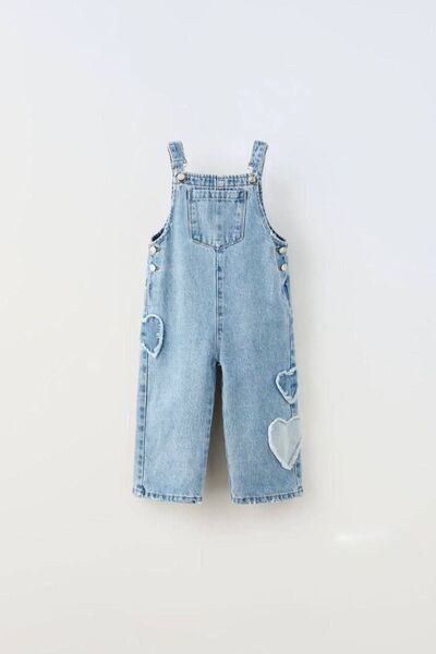 Butik KIZ ÇOCUK SALOPET KOT TULUM KALP DESENLİ