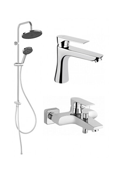 FERRO Pachet 3 in 1 Baterie cada/dus, baterie lavoar Square-Set Bara Dus 3 Functii VEPA