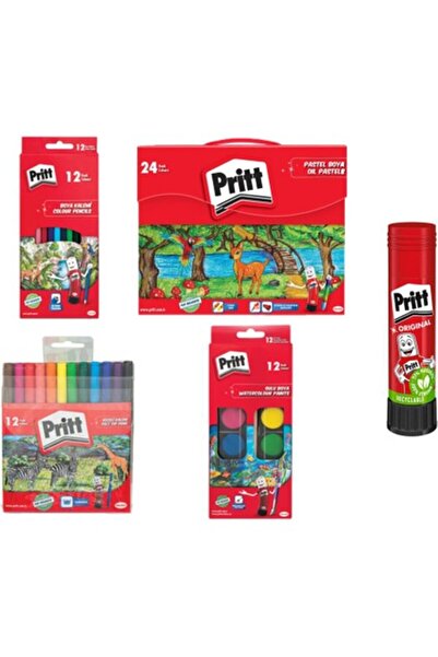 Pritt Boya Seti Sulu Boya+Kuru Boya+Keçeli Boya+Mum Pastel BOYA+22G Set