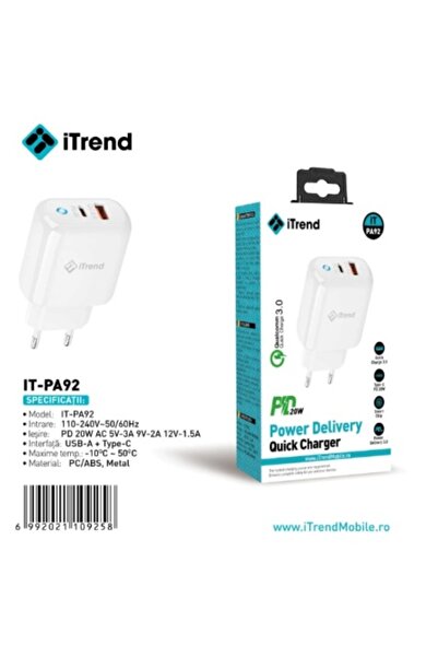 itrend Adaptor incarcare telefon PA 92 3.0 QC PD USB