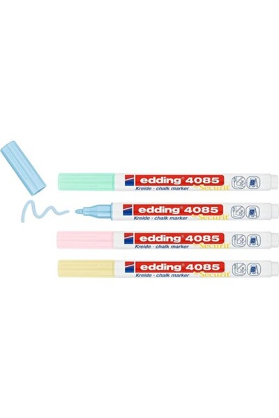 Edding 4085 Kara Tahta ve Cam Için Likit Sıvı Tebeşir Kalemi Seti 4'lü Bliste...