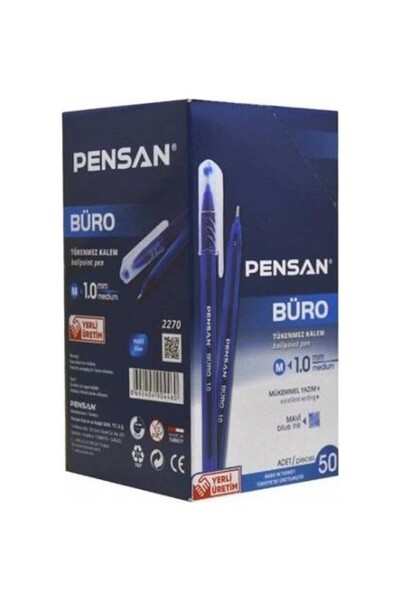 Pensan 50 Pack Blue Ballpoint Pens - Medium Point - 1.0 mm Ballpoint Pen