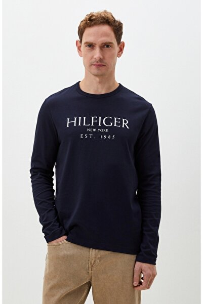 Tommy Hilfiger Regular fıt %100 pamuklu baskılı mevsimlik uzun kollu tshirt