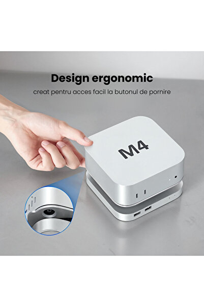 AresShield Dock/Hub X pentru Mac Mini M4/M4 Pro – SSD NVMe 40Gbps până la 8TB, 3× USB, Jack Audio, Aluminiu