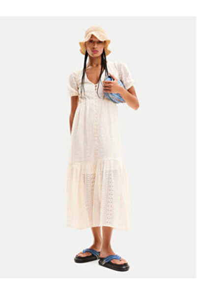 Desigual Γυναικείο Καλοκαιρινό Φόρεμα 24SWVW05 Λευκό
