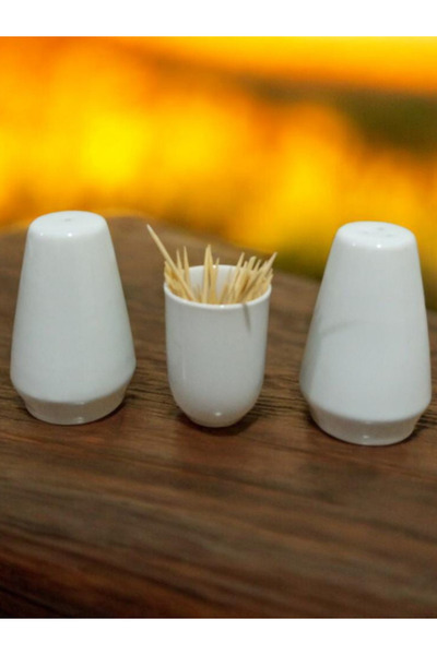 nowapazar 3lü porselen tuzluk biberlik kürdanlık ikiside tek delikli