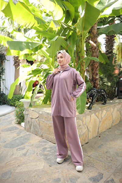 MİMİ Luxury Wear Γυναικείο Σετ Φούτερ Hijab Σετ με φερμουάρ & Κάτω Τοπ