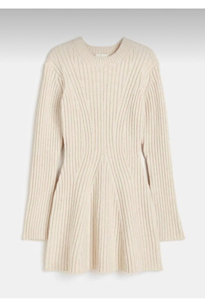 LUSHİGO Γυναικείο Πλεκτό Φόρεμα Χρώματος Ανθρακί με λαιμόκοψη κύκλος Klos Mini κοτλέ Χειμερινό