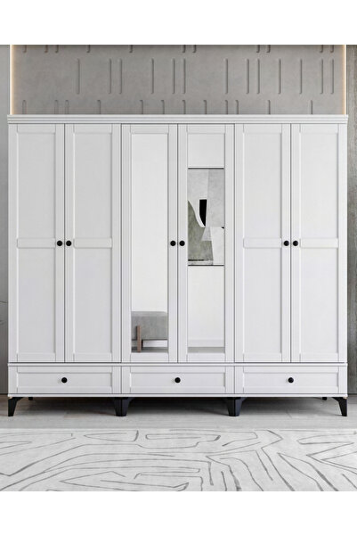 miracool Silva 6 Kapılı Dolap / %100 MDF / Beyaz