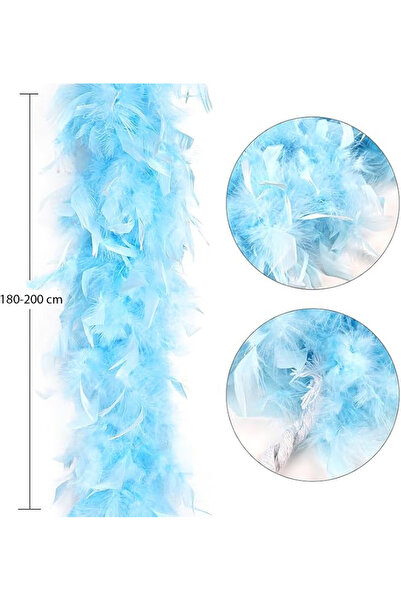 lowell home لون أزرق فاتح رقيق سميك من ريش بوا أوتريش بعرض 6 سم وطول 180-200 سم