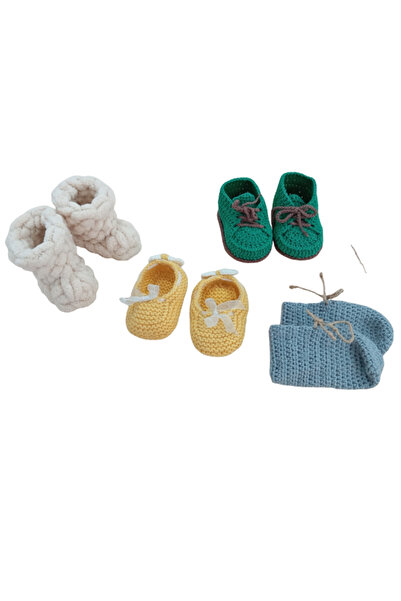 Gülşahın Tasarım Atölyesi El örgüsü bebek patik/ 4 çift