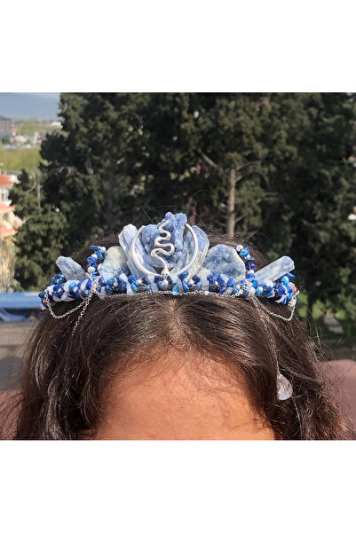 MEDUSA Spes Kyanit Kuvars Taç ( saç aksesuarı, mavi, party, Kuvars taç )