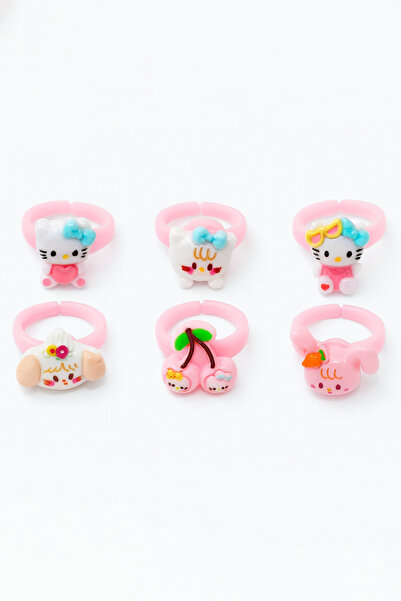 MakeWell Ayarlanabilir Çocuk Yüzükleri Hello Kity Kuromi Kalp Kiraz Tasarımlı...