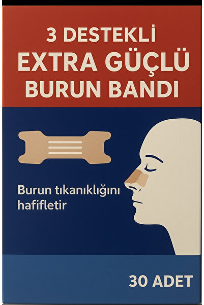 Derin Geesenpas Extra Güçlü Nefes Burun Bandı – 3 Destekli (30 Adet)
