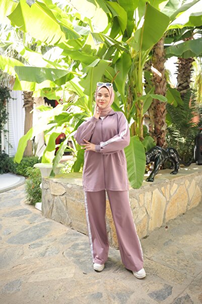 MİMİ Luxury Wear Women's Hijab Tracksuit Set with Zipper & Bottom Top Set