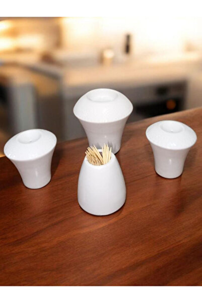 nowapazar 4LÜ PORSELEN TUZLUK BİBERLIK KÜRDANLIK VE ŞAMDAN