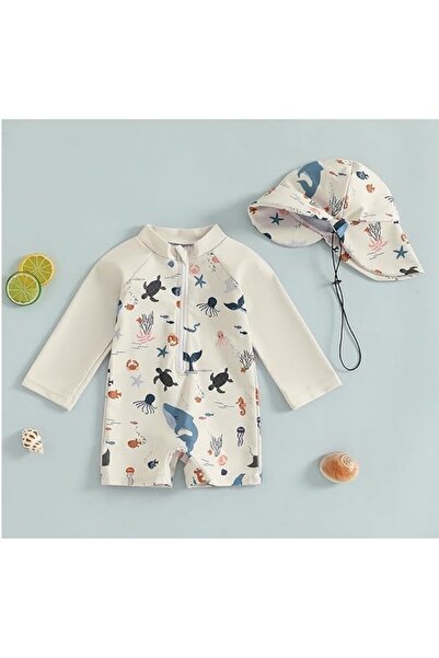 Hope Baby Toddler One Piece Swimsuit, Long Sleeve Rash Guard Swimwear with Zi...