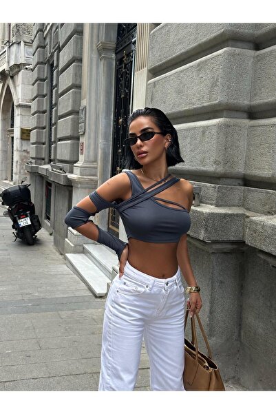 Linich&Co Μακρυμάνικο καπνιστό κορδόνι με χιαστί λεπτομέρεια 5081