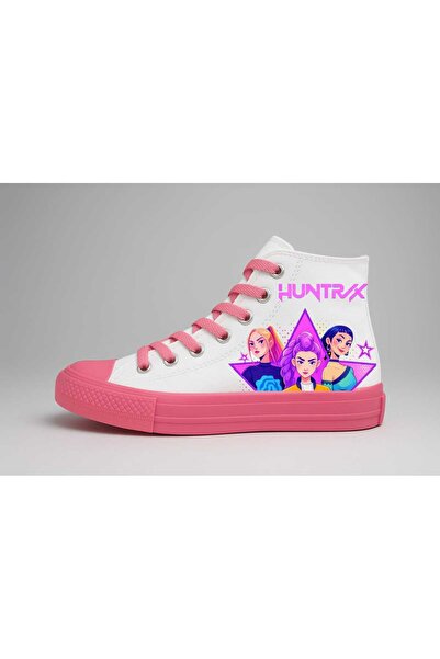 Huntixx kpops baskılı pembe taban kız çocuk spor ayakkabı sneaker