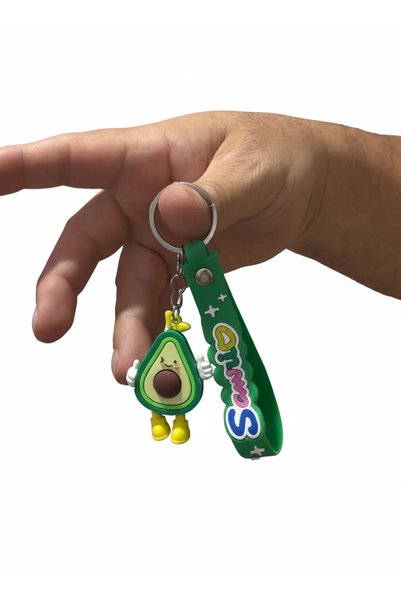 HARİNA 3D Silicone Green Hanging Avocado Figure Keychain, Bag Ornament