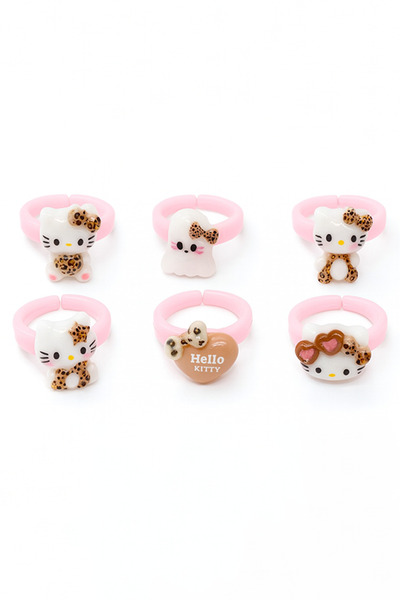 MakeWell مجموعة خواتم أطفال قابلة للتعديل بتصميم هيلو كيتي كورومي على شكل قلب...
