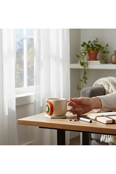 Bohem kutusu كوب سيراميك مزخرف يدويًا سعة 200 مل - تصميم خاص للقهوة والشاي