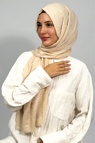 Betimoda Aya Thin Cotton Solid Color Shawl Beige