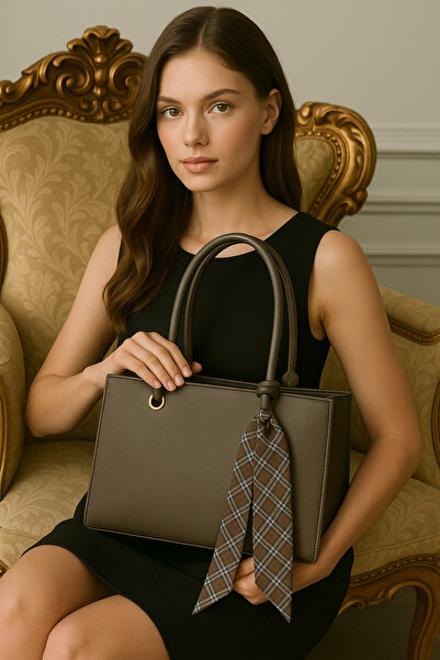 ESTUTE Luxury Shoulder Bag with Scarf Detail